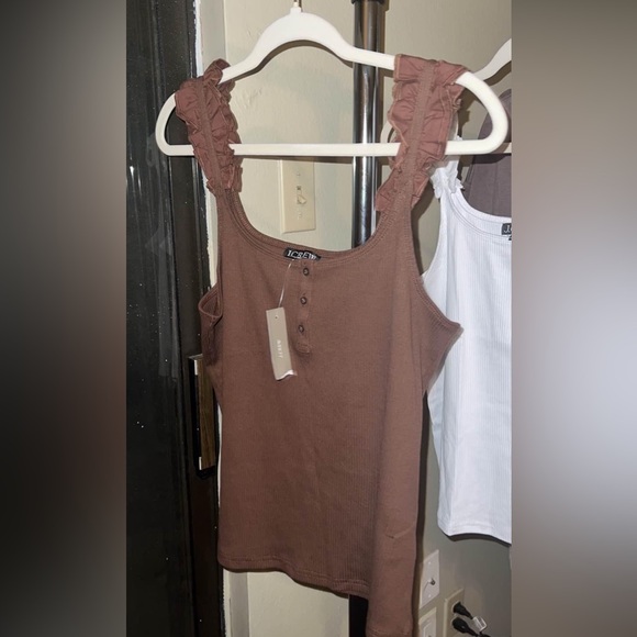 New with Tag J. Crew Scrunchie Strap Henley Ribbed Tank - Picture 2 of 3